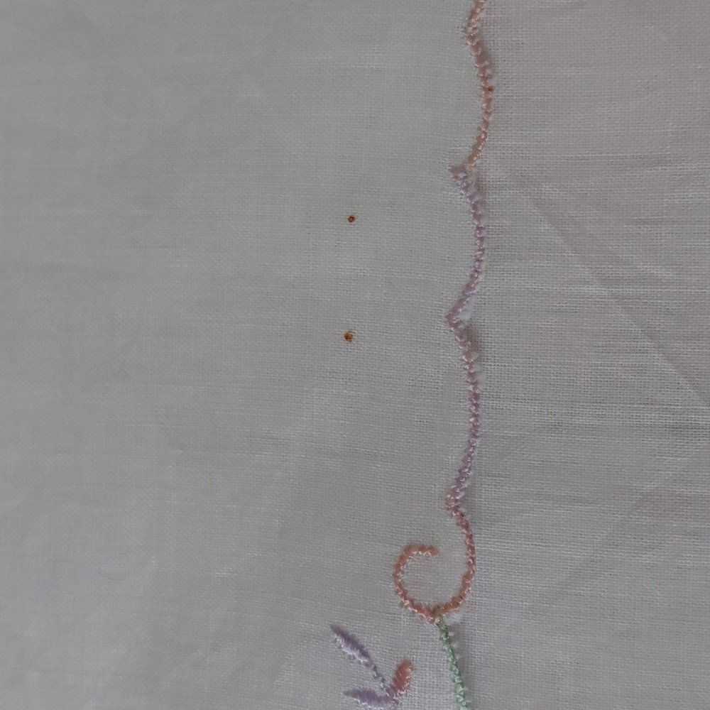 Trio of Pastel Rainbow Embroidered White Handkerchiefs - Picture 3 of 7